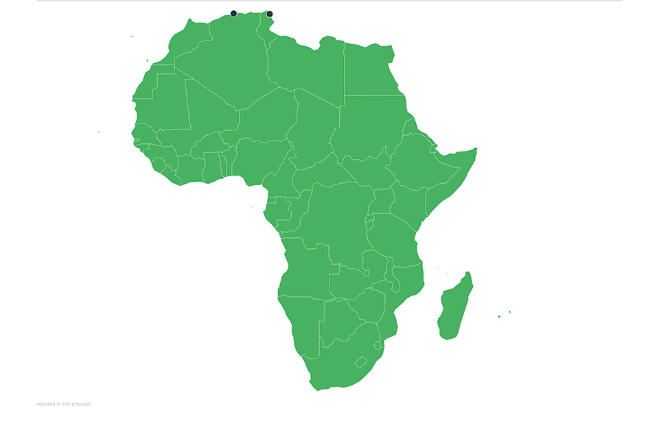 Aromatech carte d'Afrique avec nos 2 Business Units en Algérie et en Tunisie