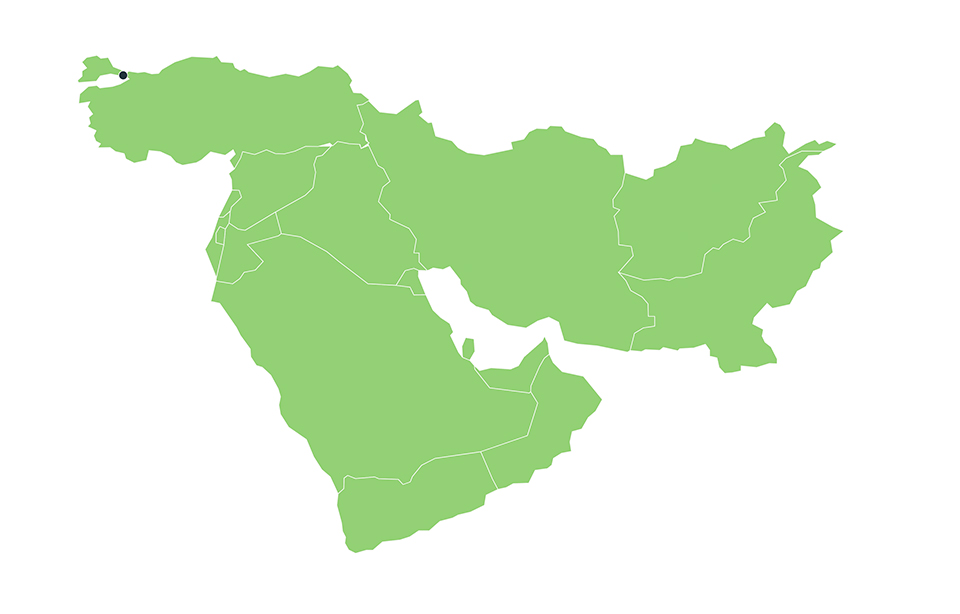 Map of the middle East Aromatech