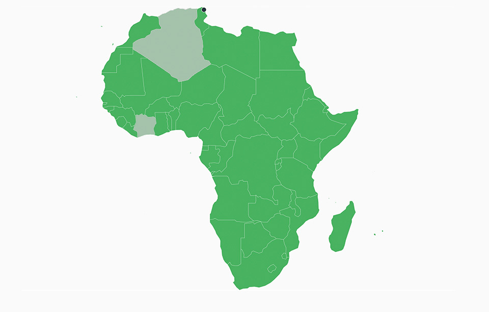 Map of Aromatech Business Units in Africa and Tunisie
