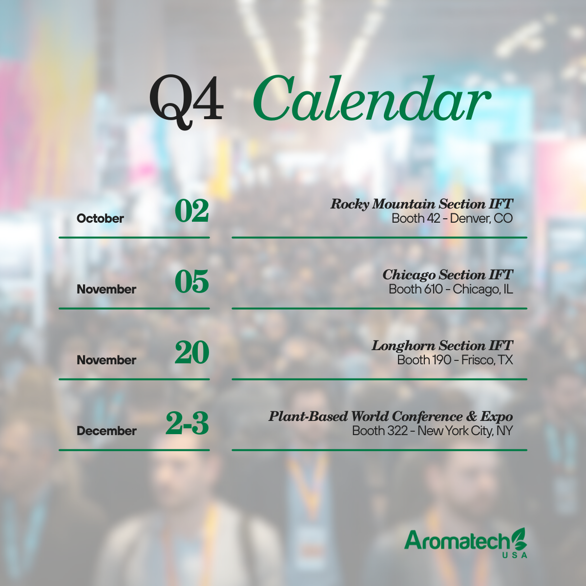 Création Visuel pour le post :Aromatech USA show dates Q4 2025