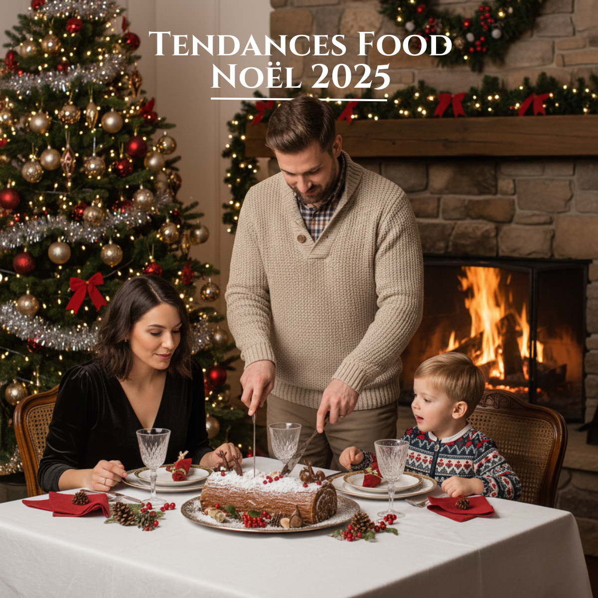 Création Visuel pour le post :Tendances Food Noël 2025 : l’art des arômes pour sublimer les fêtes