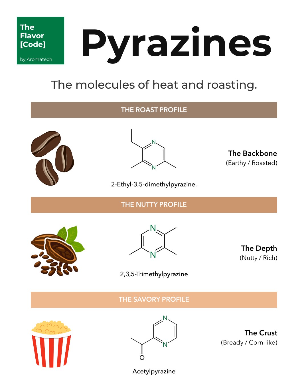Création Visuel pour le post :El Código del Sabor: Decodificando las Pirazinas y la Ciencia de las Notas Tostadas