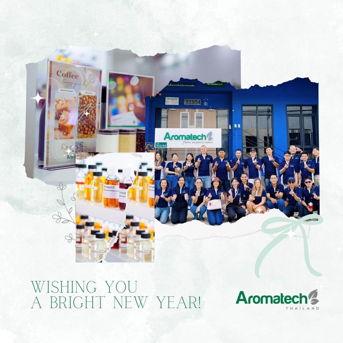 Création Visuel pour le post :Wishing you a bright New Year! Let’s grow together in 2026. 🌿✨