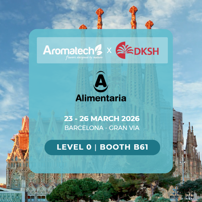 Création Visuel pour le post :Aromatech celebrates 50 years of Alimentaria Barcelona: see you there from March 23 to 26, 2026