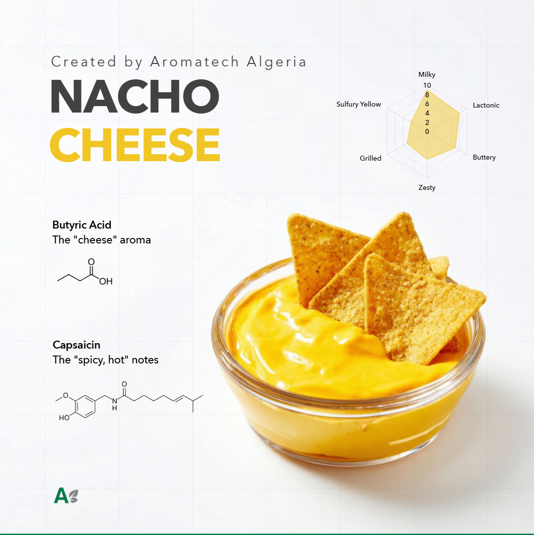 Création Visuel pour le post :Natural Nacho Cheese Liquid Flavor Formulation