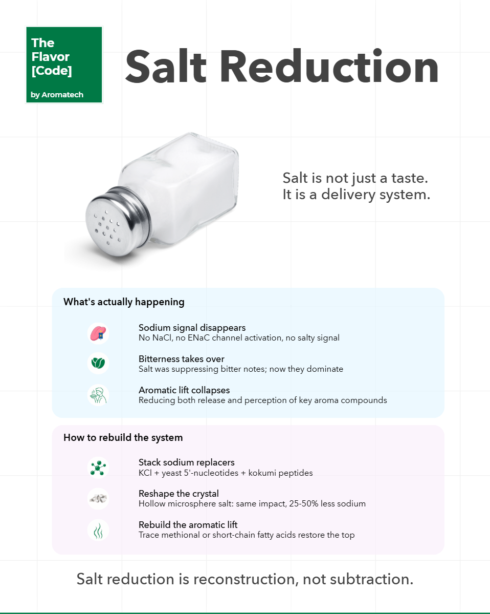 Création Visuel pour le post :The Chemistry of Salt Reduction in Food Formulation