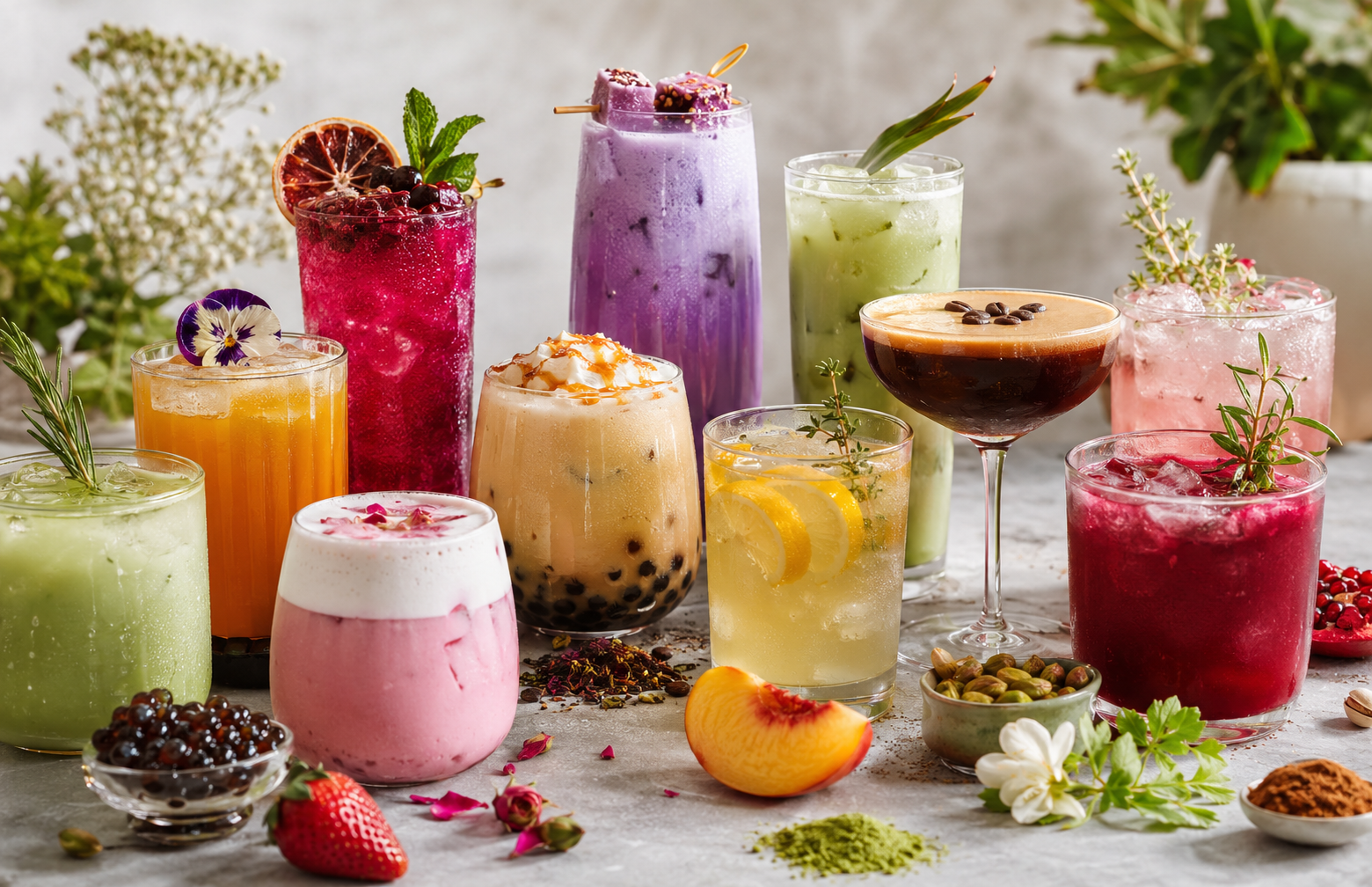 Création Visuel pour le post :Les tendances 2026 des sirops aromatisés : quand la saveur devient une expérience